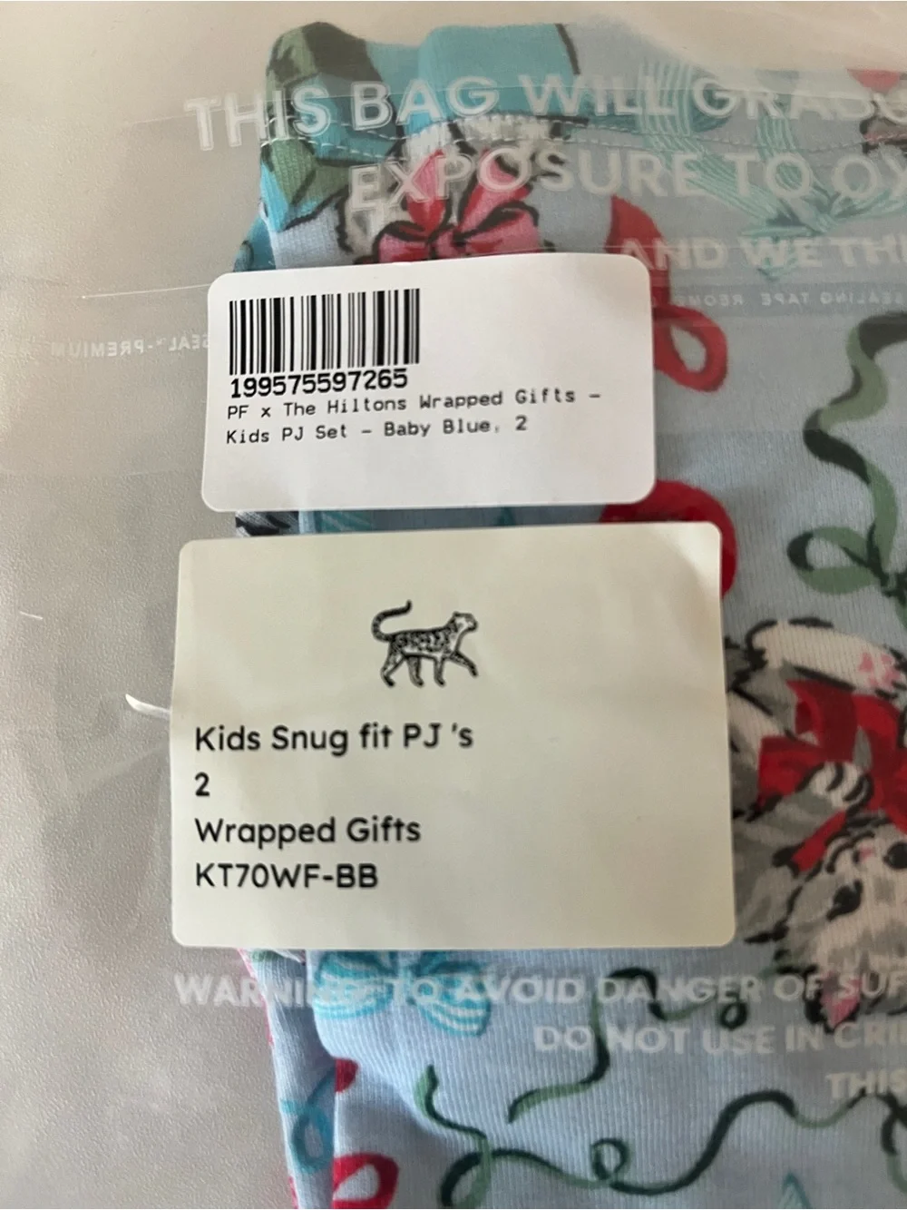 Printfresh x The Hiltons Wrapped Gifts Kids Pajama Set Size 2 NWT